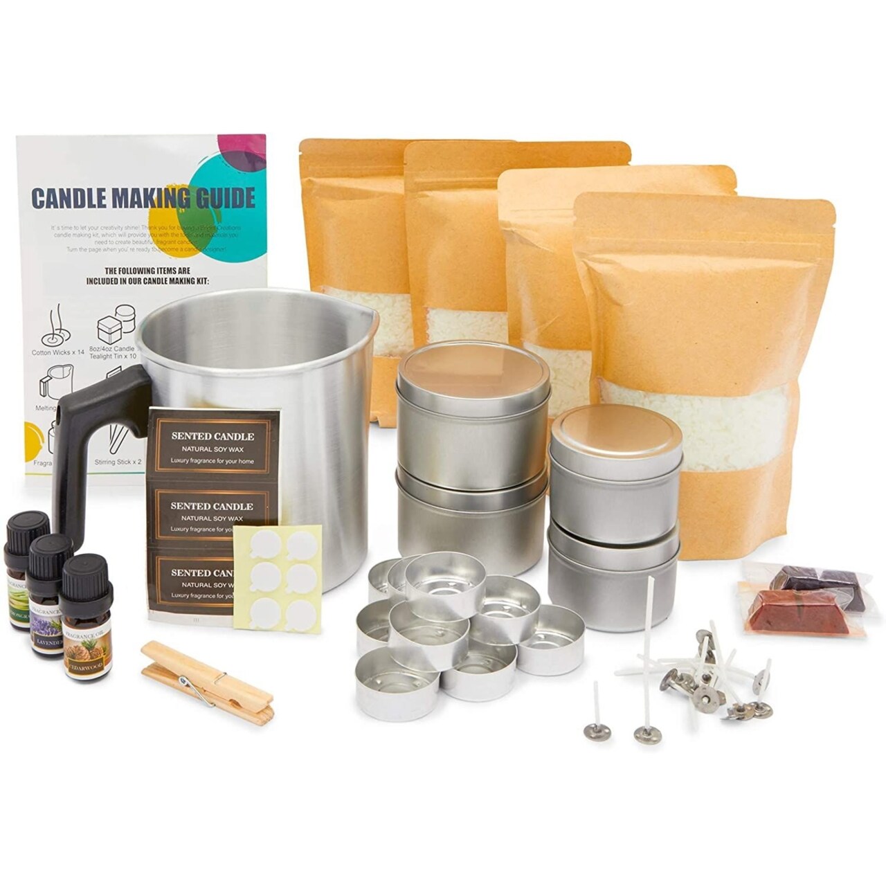 Soy Candle Making Kit with Essential Oils and Tools (56 Pieces)